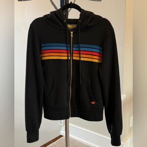 Aviator Nation Charcoal Black Hoodie with 5 Stripes size XS
